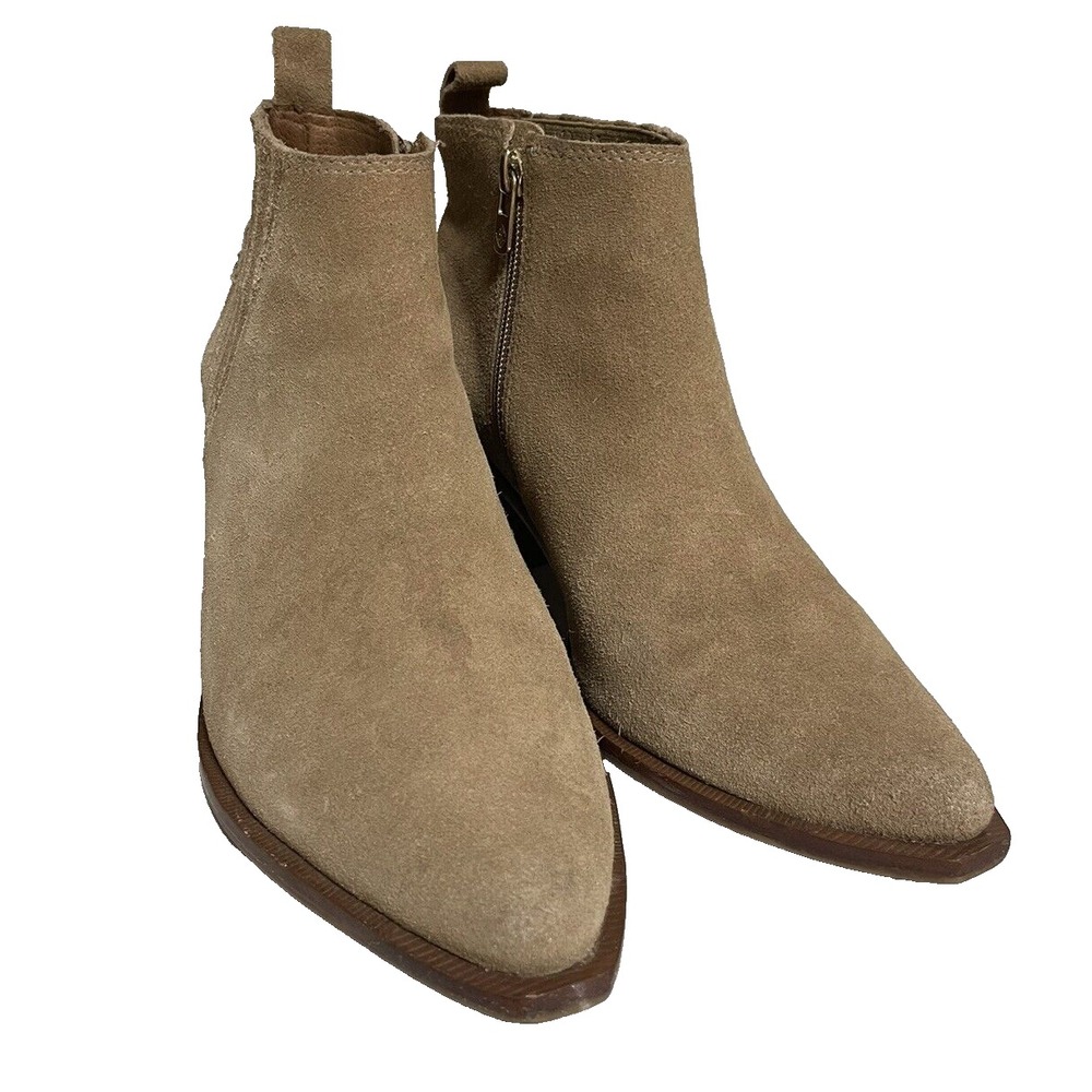 Antonio Melani Women 8 1/2 Tan Suede Bernay Ankle Boot Booties‎ Block Heel